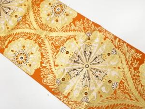 アンティーク　立涌に華紋織り出し袋帯（着用可）